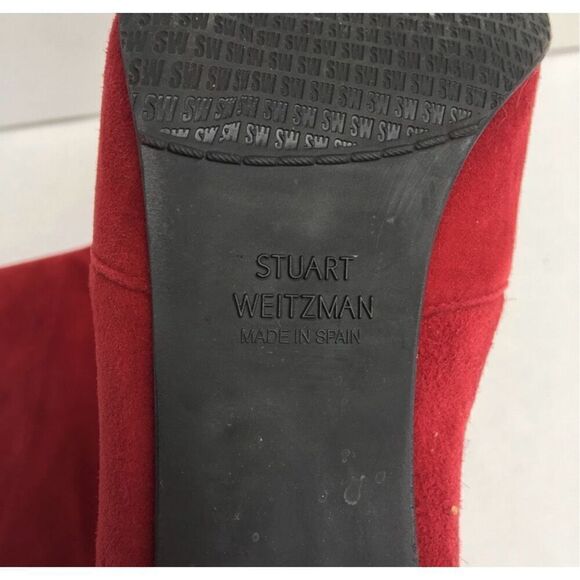 Stuart Weitzman Cling red sock booties size 7 1/2 - Picture 7 of 7
